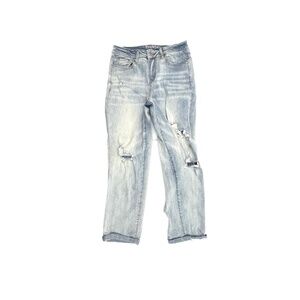 Resfeber Skinny Boyfriend Distressed Cuffed Women's size 6 Light Blue Denim Jean